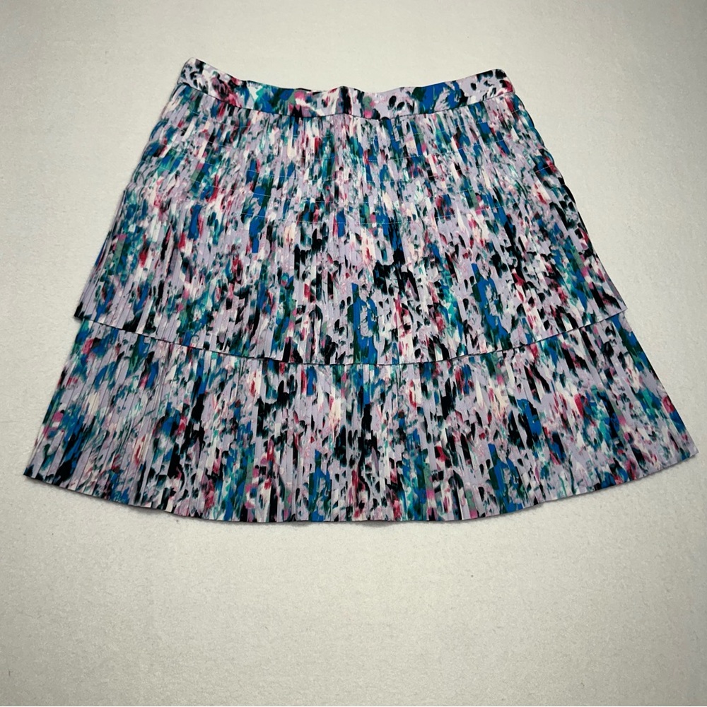 J. Crew Pleated Two Tier Watercolor Mini Skirt Women’s Size 4